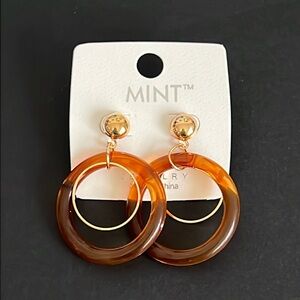 MINT Stud Earrings Brown and Gold Toned Hoops NWT